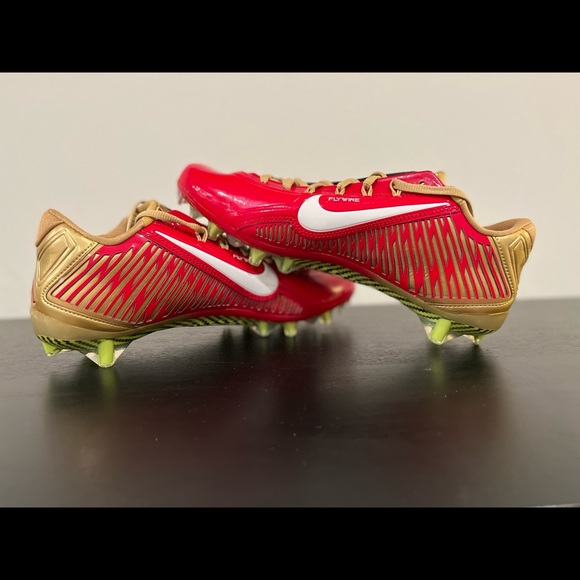 Size 9.5 Nike Vapor Carbon Elite 2 TD Football Cleats Red Gold 49ers 657441-628 - Picture 2 of 6